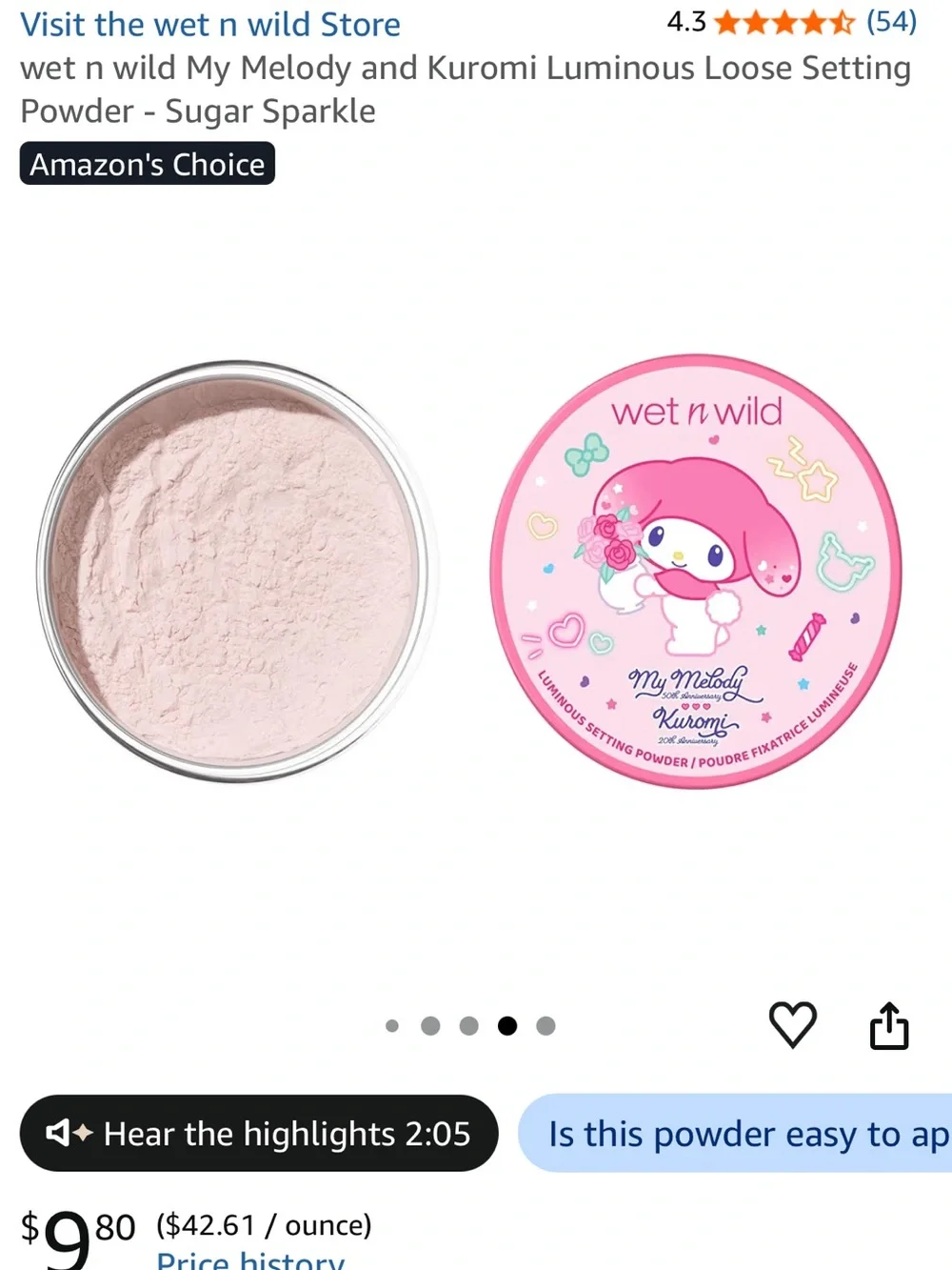 wet n wild My Melody Pink Luminous Setting Powder